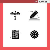 Group of 4 Modern Solid Glyphs Set for medical stationery health draw code Editable Vector Design Elements