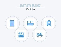 Vehicles Blue Icon Pack 5 Icon Design. railway. passenger van. infrastructure. minibus. delivery van vector