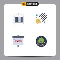 4 Universal Flat Icon Signs Symbols of home laboratory meteor education tree Editable Vector Design Elements