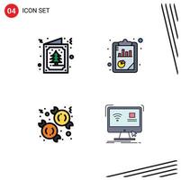 Universal Icon Symbols Group of 4 Modern Filledline Flat Colors of tree christmas invitation seo sweet Editable Vector Design Elements