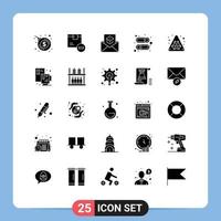 Set of 25 Vector Solid Glyphs on Grid for biohazard user communication interface letter Editable Vector Design Elements