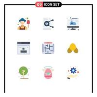 9 Thematic Vector Flat Colors and Editable Symbols of password web cloud page software Editable Vector Design Elements