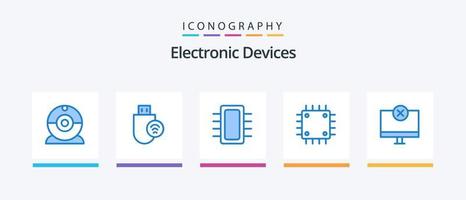 paquete de iconos azul 5 de dispositivos que incluye hardware. dispositivos. junta. ordenadores. hardware. diseño de iconos creativos vector