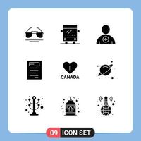 9 Universal Solid Glyph Signs Symbols of canada love body study book Editable Vector Design Elements