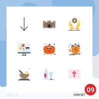 User Interface Pack of 9 Basic Flat Colors of halloween development development develop coding Editable Vector Design Elements