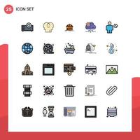 User Interface Pack of 25 Basic Filled line Flat Colors of avatar gear head setting real estate Editable Vector Design Elements