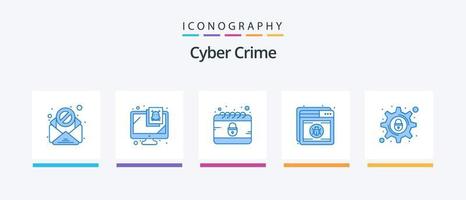 Cyber Crime Blue 5 Icon Pack Including lock. web. crime. web. protection. Creative Icons Design vector