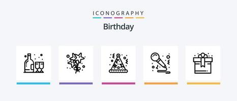 paquete de iconos de la línea 5 de cumpleaños que incluye fiesta. cumpleaños. pastel. botella. cumpleaños. diseño de iconos creativos vector