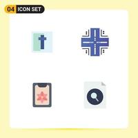 Pack of 4 Modern Flat Icons Signs and Symbols for Web Print Media such as corss flower sign datacenter spring Editable Vector Design Elements