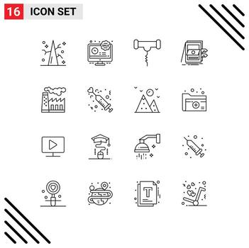 Set of 16 Vector Outlines on Grid for factory system drink sale pos Editable Vector Design Elements