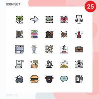 Mobile Interface Filled line Flat Color Set of 25 Pictograms of libra business picture balanced underpants Editable Vector Design Elements