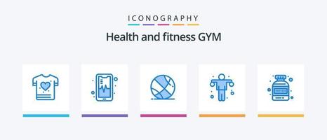 Gym Blue 5 Icon Pack Including . bottle. basket ball. protein. sport. Creative Icons Design vector