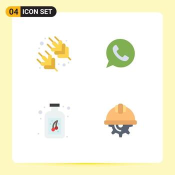 4 User Interface Flat Icon Pack of modern Signs and Symbols of rice bottle app watts app day Editable Vector Design Elements