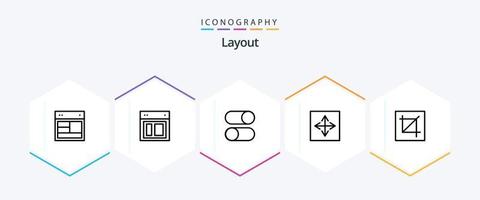 Layout 25 Line icon pack including interface. crop. radio. interface. arrow vector