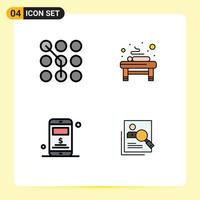 conjunto de 4 iconos modernos de la interfaz de usuario signos de símbolos para acceder a la contraseña móvil masaje dólares elementos de diseño vectorial editables vector