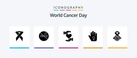 paquete de iconos del glifo 5 del día mundial del cáncer que incluye el favorito. dar. No Fumar. corazón. cáncer. diseño de iconos creativos vector