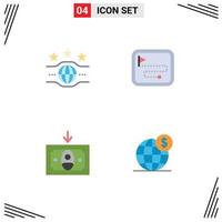 4 Universal Flat Icons Set for Web and Mobile Applications belt cashing sport direction route dollar Editable Vector Design Elements