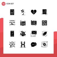 16 iconos creativos signos y símbolos modernos de luna hipster corazón sombrero roto elementos de diseño vectorial editables vector