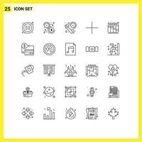 Modern Set of 25 Lines Pictograph of iteration new up down add summary Editable Vector Design Elements