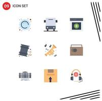 Set of 9 Modern UI Icons Symbols Signs for instrument garbage vehicles environment user Editable Vector Design Elements