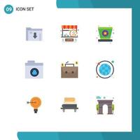 Pictogram Set of 9 Simple Flat Colors of budget network shop folder star Editable Vector Design Elements