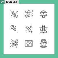 Modern Set of 9 Outlines and symbols such as drop tool business power saw Editable Vector Design Elements