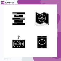 Set of 4 Modern UI Icons Symbols Signs for biochemistry cash hazardous map money Editable Vector Design Elements