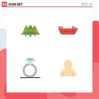 Pictogram Set of 4 Simple Flat Icons of forest present tree motor account Editable Vector Design Elements