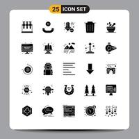 Modern Set of 25 Solid Glyphs and symbols such as computer sheet soup professional medicine trash Editable Vector Design Elements