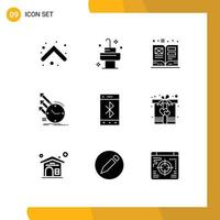 Set of 9 Modern UI Icons Symbols Signs for cell research book regularities inspection Editable Vector Design Elements