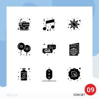 9 Solid Glyph concept for Websites Mobile and Apps answer birthday and party party birthday sun light Editable Vector Design Elements