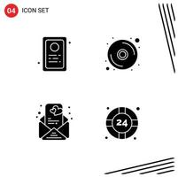 Set of 4 Modern UI Icons Symbols Signs for assignment help cd love support Editable Vector Design Elements