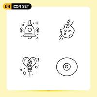 Pack of 4 Modern Filledline Flat Colors Signs and Symbols for Web Print Media such as back to school celebration asteroid space anatomy Editable Vector Design Elements