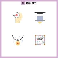 conjunto de 4 iconos de interfaz de usuario modernos símbolos signos para accesorios claros cabeza interior joyería elementos de diseño vectorial editables vector