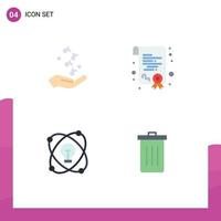 Group of 4 Modern Flat Icons Set for fist bulb rock degree drawing Editable Vector Design Elements