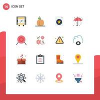 Group of 16 Flat Colors Signs and Symbols for delivery beach apricot document weather Editable Pack of Creative Vector Design Elements