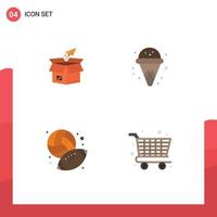 Pack of 4 creative Flat Icons of box summer product release startup baseball Editable Vector Design Elements