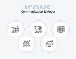 Communication And Media Line Icon Pack 5 Icon Design. online chat. event. device. date. video vector