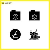 4 Creative Icons Modern Signs and Symbols of folder bank control lite coin banking Editable Vector Design Elements