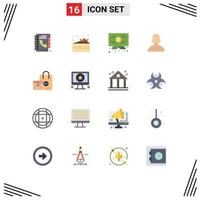 Modern Set of 16 Flat Colors Pictograph of book diploma phone book pizza avatar Editable Pack of Creative Vector Design Elements