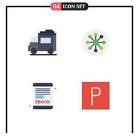 Universal Icon Symbols Group of 4 Modern Flat Icons of bus ebook transport cell internet book Editable Vector Design Elements