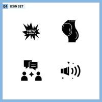 4 Universal Solid Glyphs Set for Web and Mobile Applications ecommerce man new baby chatting Editable Vector Design Elements