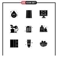 Group of 9 Solid Glyphs Signs and Symbols for business brand email audit real estate Editable Vector Design Elements