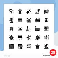 Group of 25 Modern Solid Glyphs Set for joystick green enema day medical Editable Vector Design Elements