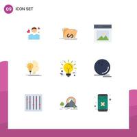 Flat Color Pack of 9 Universal Symbols of making user internet user interface Editable Vector Design Elements