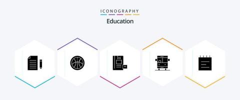 educación paquete de iconos de 25 glifos que incluye el autobús escolar. educación. autobús. conocimiento vector