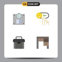 Universal Icon Symbols Group of 4 Modern Flat Icons of floor business emotion rating suitcase Editable Vector Design Elements