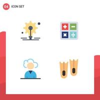 Modern Set of 4 Flat Icons and symbols such as bulb person back to school formula flippers Editable Vector Design Elements