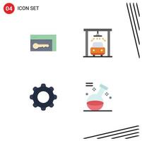 Set of 4 Vector Flat Icons on Grid for browser interface room wash navigation Editable Vector Design Elements