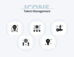 Talent Management Glyph Icon Pack 5 Icon Design. user. task. solution. arrow. bulb vector